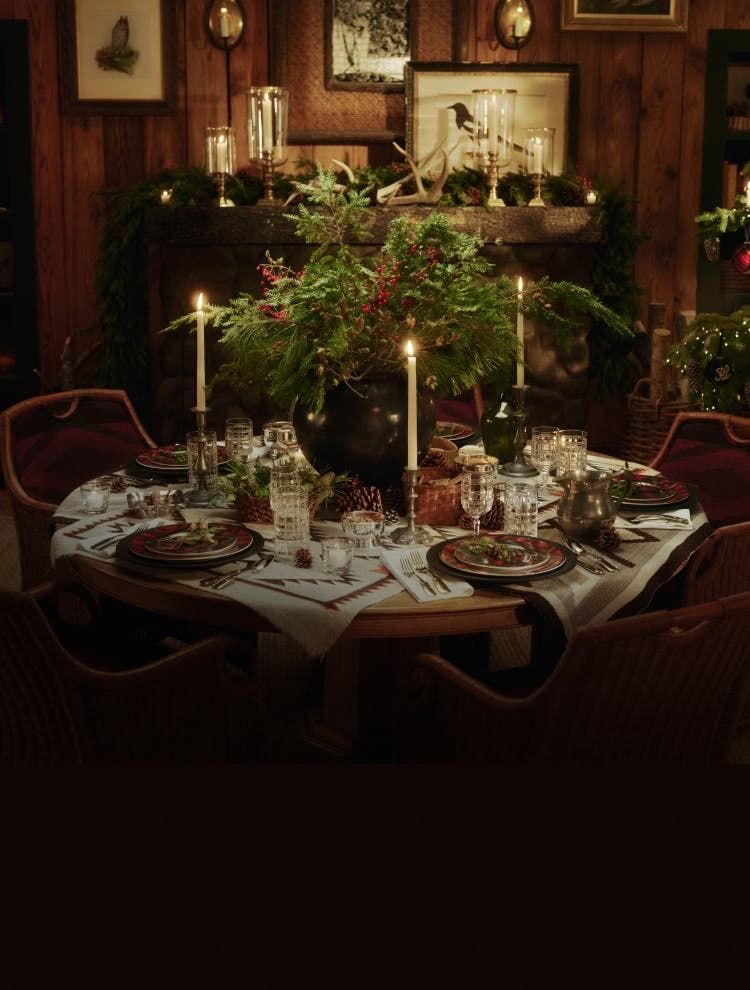 Ralph Lauren Home holiday entertaining showing a table set for 4 